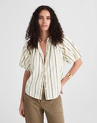 Shirred Bubble-Sleeve Button-Up Shirt Poplin | Madewell