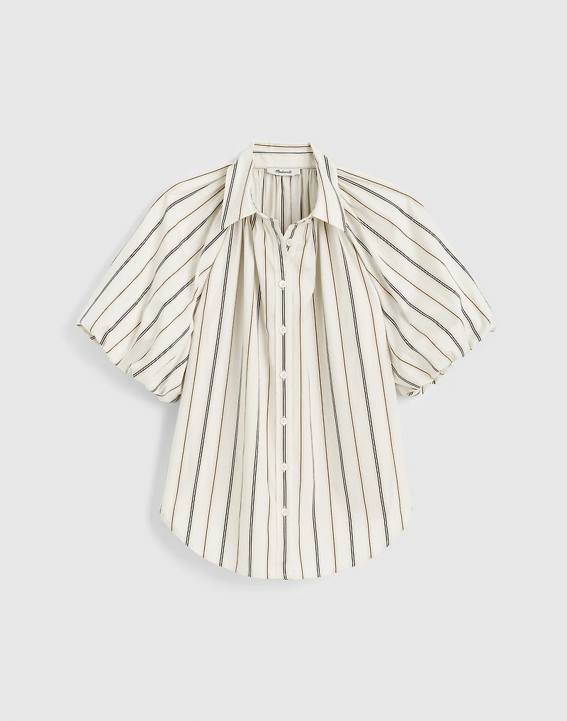Shirred Bubble-Sleeve Button-Up Shirt Poplin | Madewell