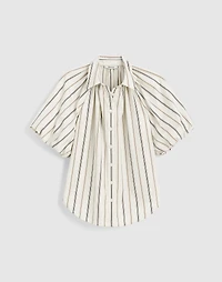 Shirred Bubble-Sleeve Button-Up Shirt Poplin | Madewell
