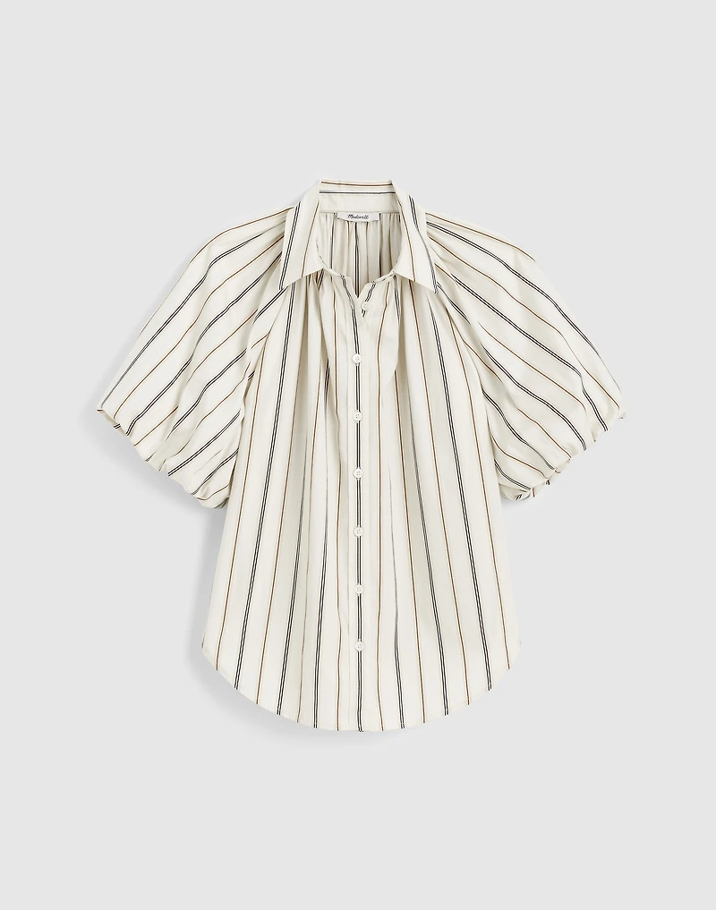 Shirred Bubble-Sleeve Button-Up Shirt Poplin | Madewell