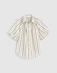 Shirred Bubble-Sleeve Button-Up Shirt Poplin | Madewell