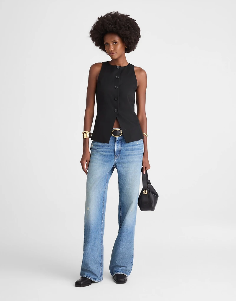 Crewneck Cutaway Vest Drapey Twill | Madewell