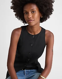 Crewneck Cutaway Vest in Drapey Twill | Madewell