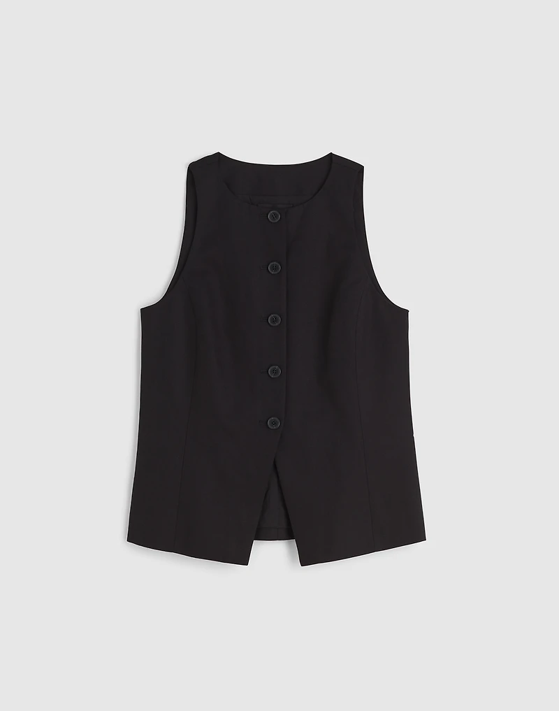Crewneck Cutaway Vest in Drapey Twill | Madewell