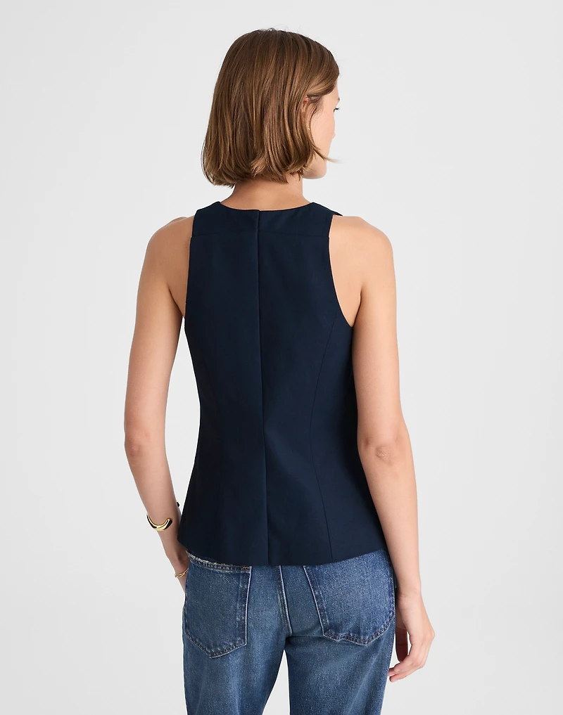 Crewneck Cutaway Vest Drapey Twill | Madewell