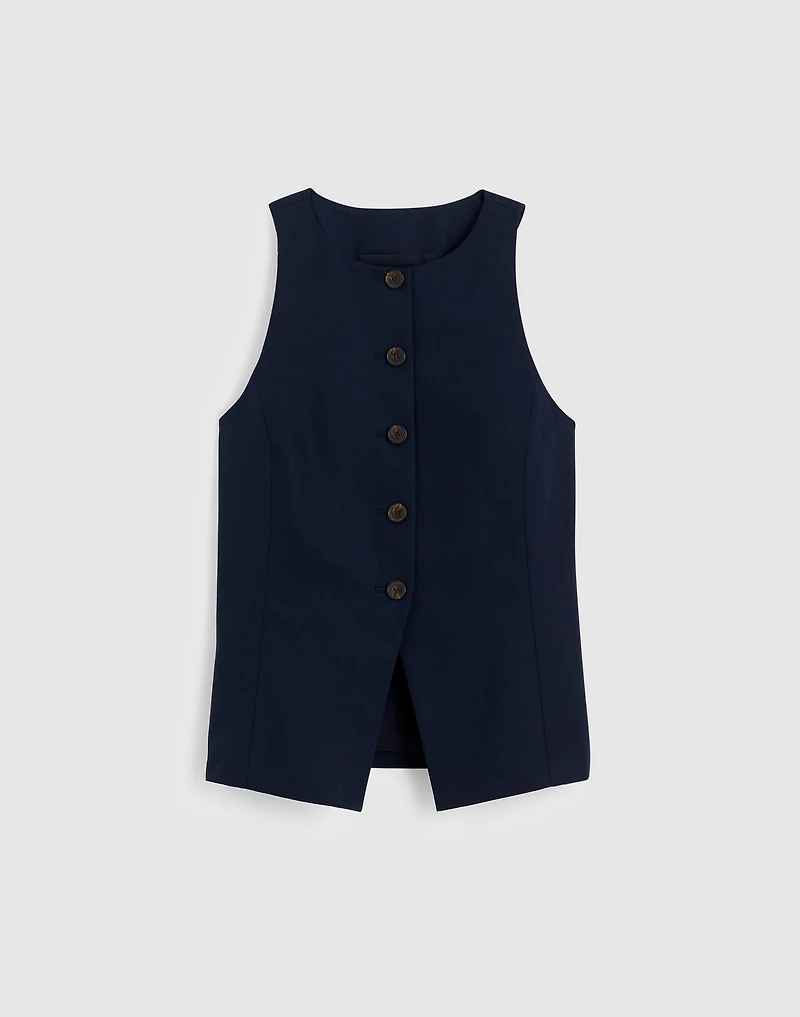 Crewneck Cutaway Vest Drapey Twill | Madewell