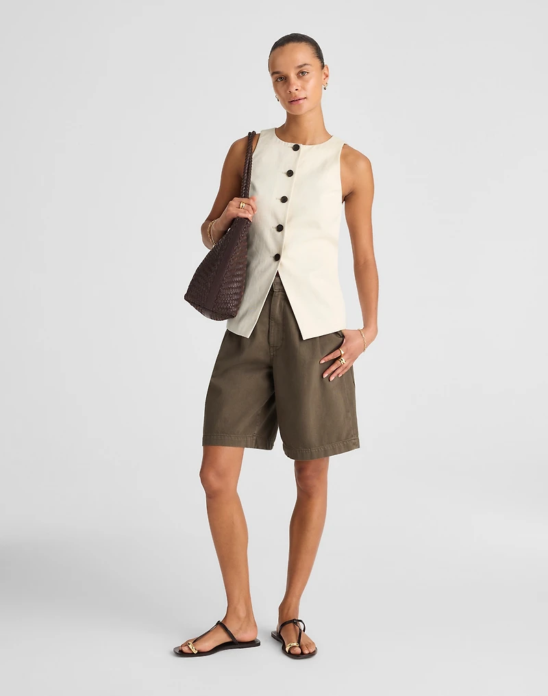 Crewneck Cutaway Vest Drapey Twill | Madewell