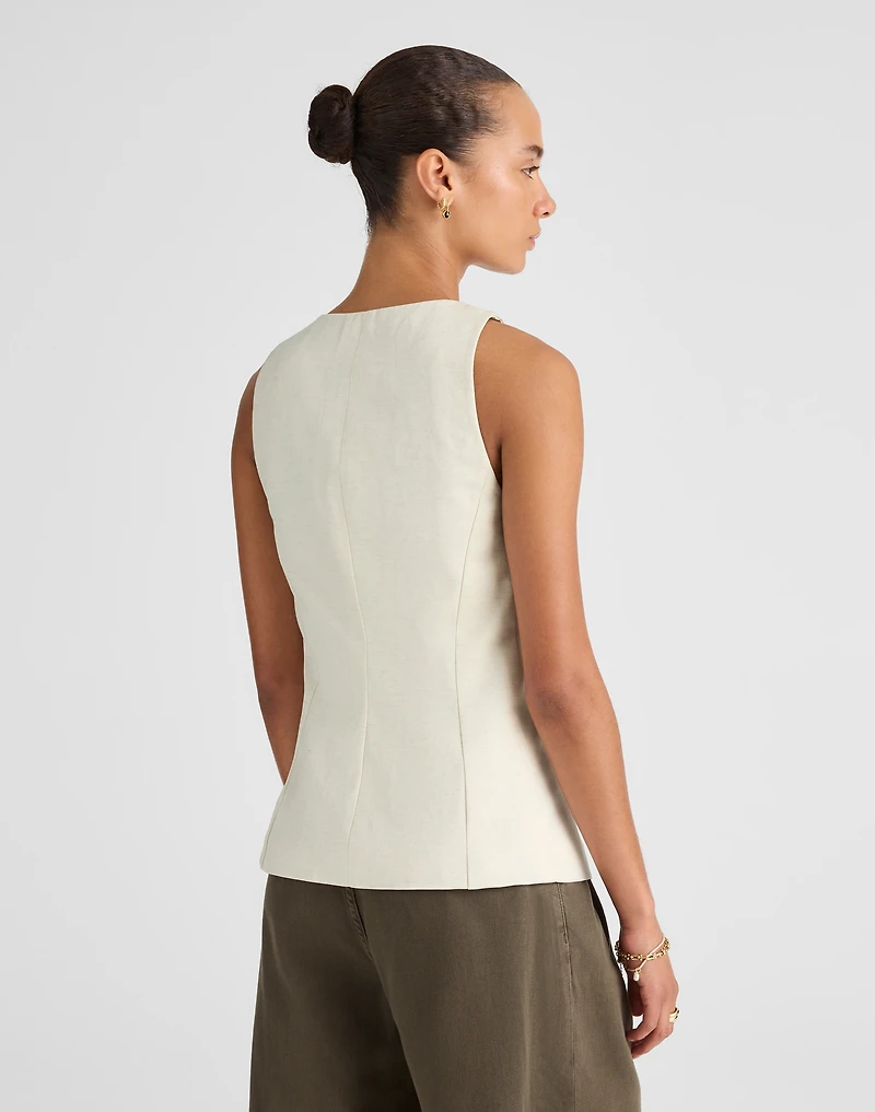 Crewneck Cutaway Vest Drapey Twill | Madewell