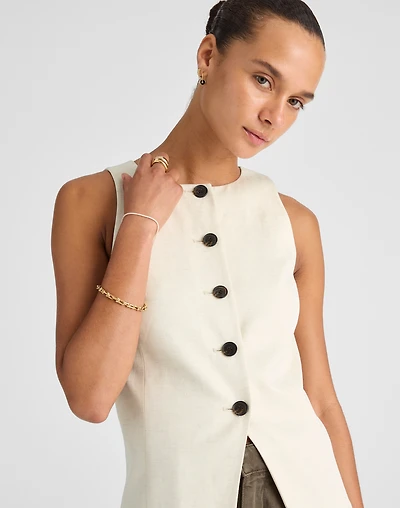 Crewneck Cutaway Vest Drapey Twill | Madewell