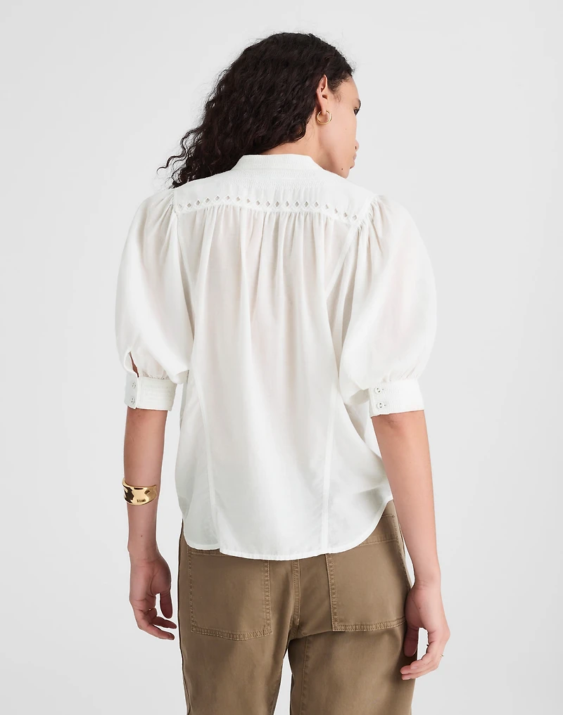 Puff-Sleeve Band-Collar Shirt | Madewell