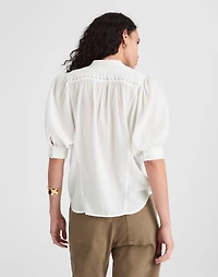 Puff-Sleeve Band-Collar Shirt | Madewell