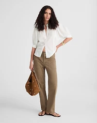 Puff-Sleeve Band-Collar Shirt | Madewell