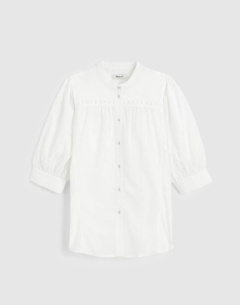 Puff-Sleeve Band-Collar Shirt | Madewell