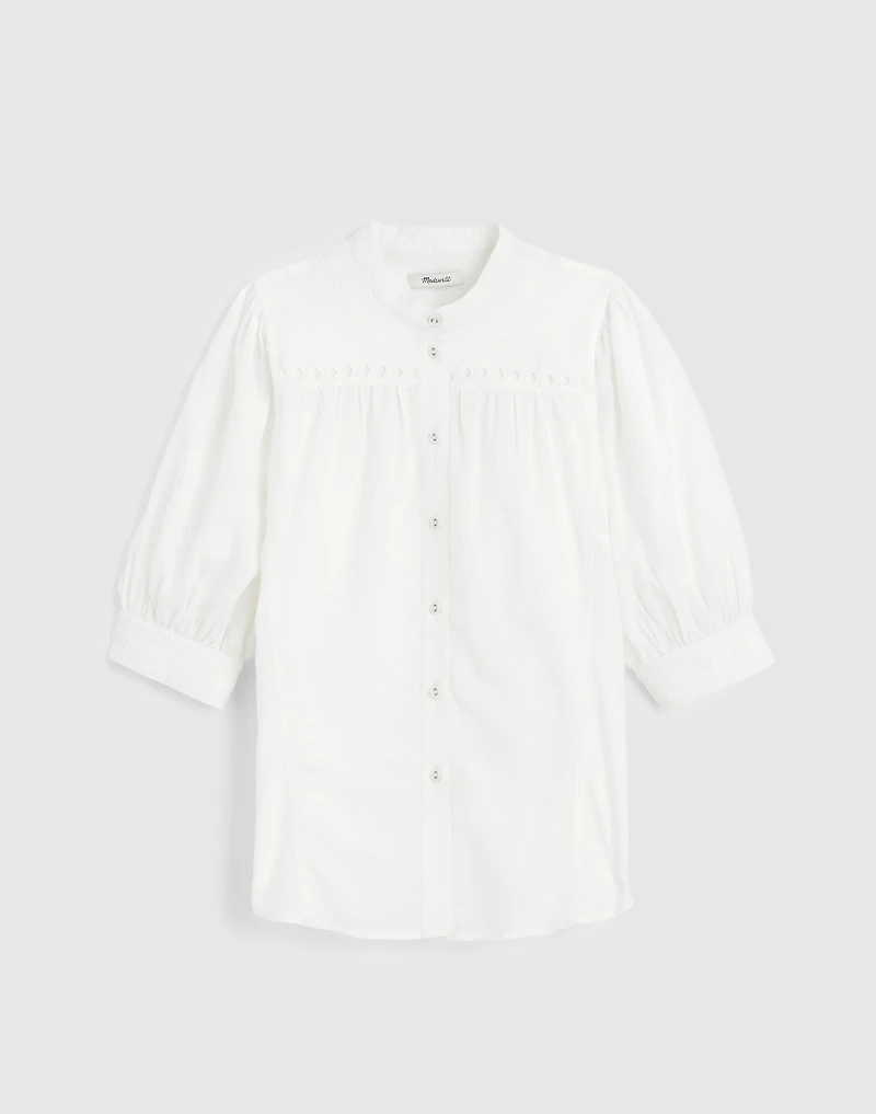 Puff-Sleeve Band-Collar Shirt | Madewell