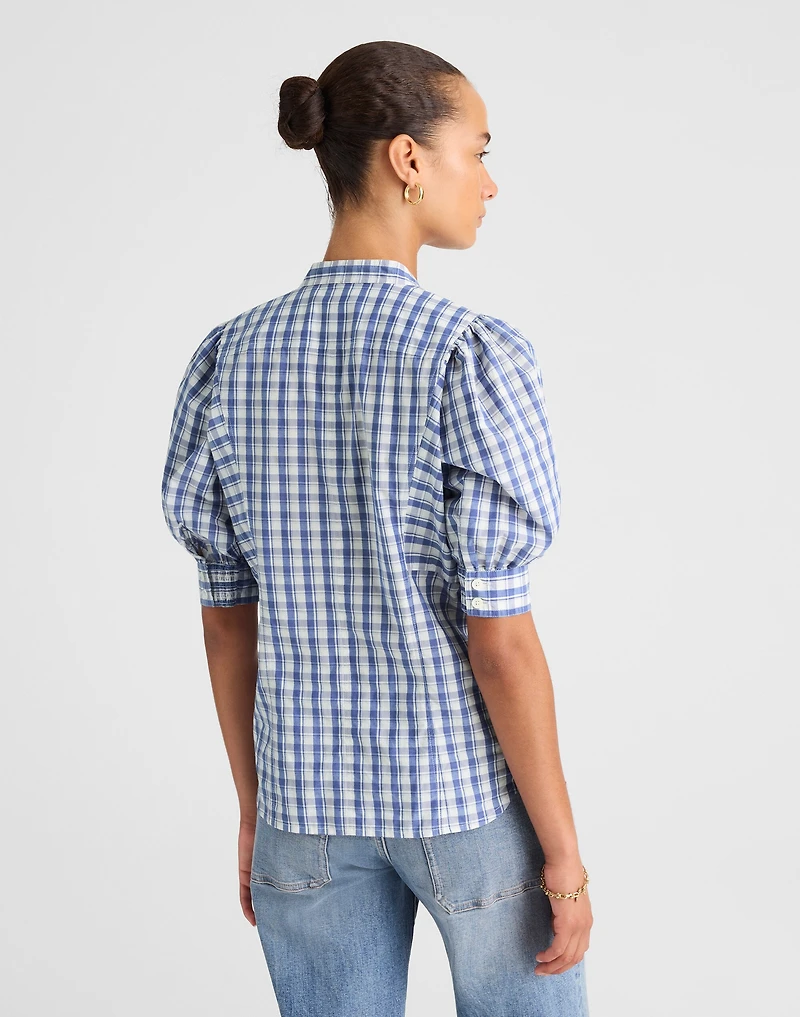 Puff-Sleeve Band-Collar Shirt | Madewell