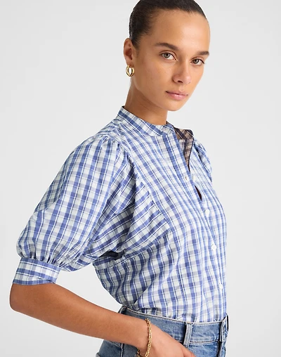 Puff-Sleeve Band-Collar Shirt | Madewell