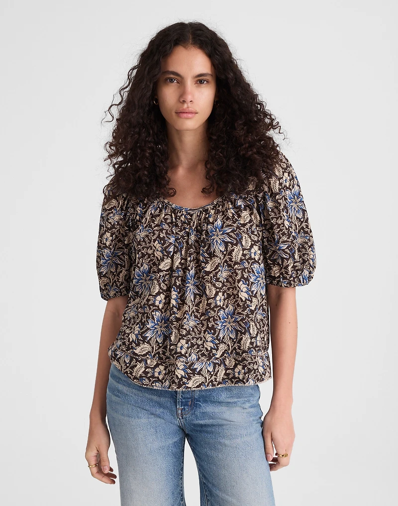 Puff-Sleeve Scoopneck Top | Madewell