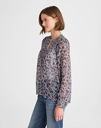 Smocked Split Crewneck Top | Madewell