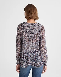 Smocked Split Crewneck Top | Madewell