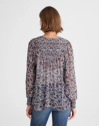 Smocked Split Crewneck Top | Madewell