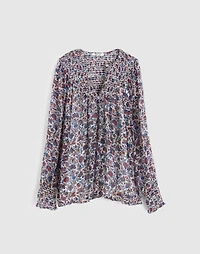 Smocked Split Crewneck Top | Madewell