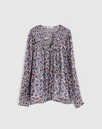 Smocked Split Crewneck Top | Madewell