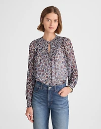 Smocked Split Crewneck Top | Madewell