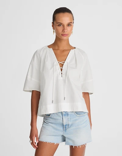 Poplin Lace-Up Top | Madewell
