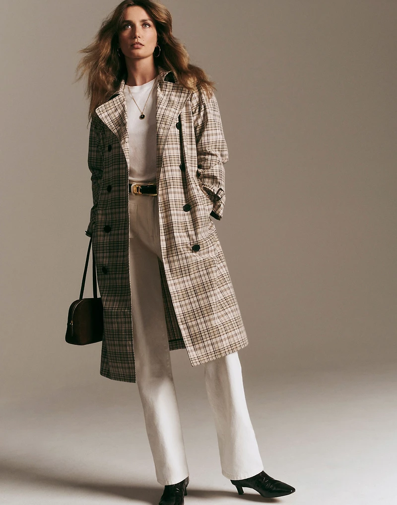Double-Breasted Trench Coat in Plaid | Madewell