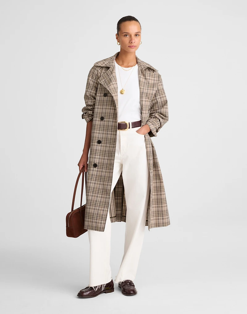 Double-Breasted Trench Coat Plaid | Madewell