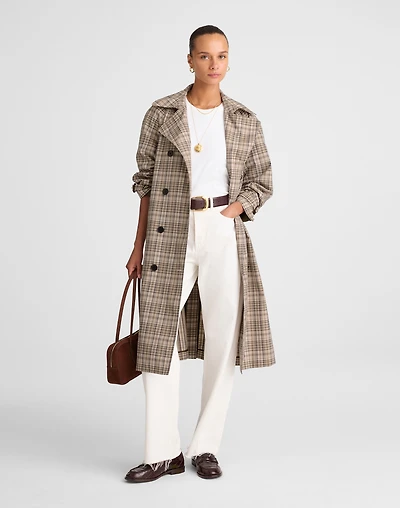 Double-Breasted Trench Coat Plaid | Madewell