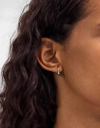 Demi-Fine Turquoise Dotted Huggie Hoop Earrings | Madewell
