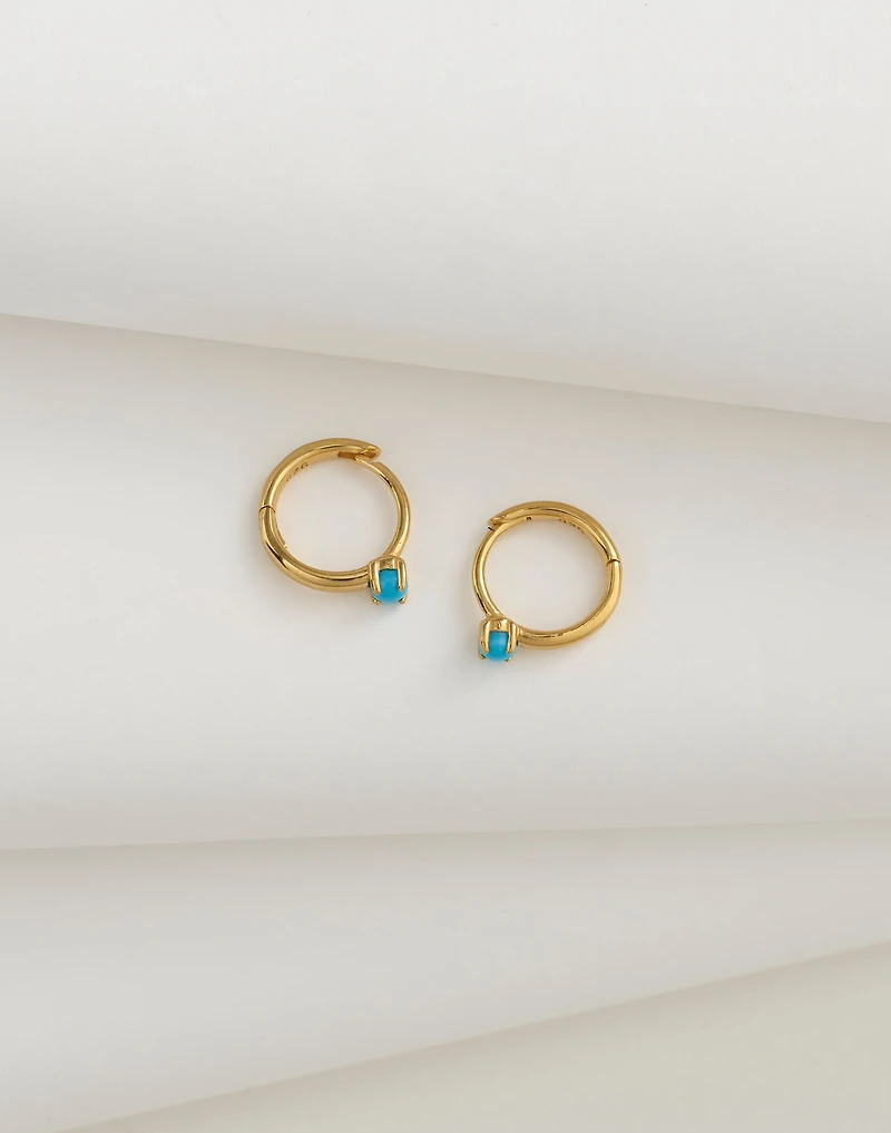 Demi-Fine Turquoise Dotted Huggie Hoop Earrings | Madewell