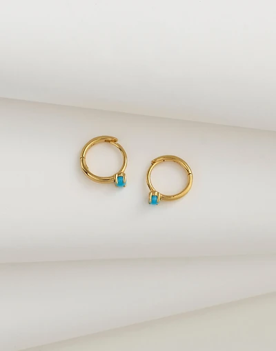 Demi-Fine Turquoise Dotted Huggie Hoop Earrings | Madewell