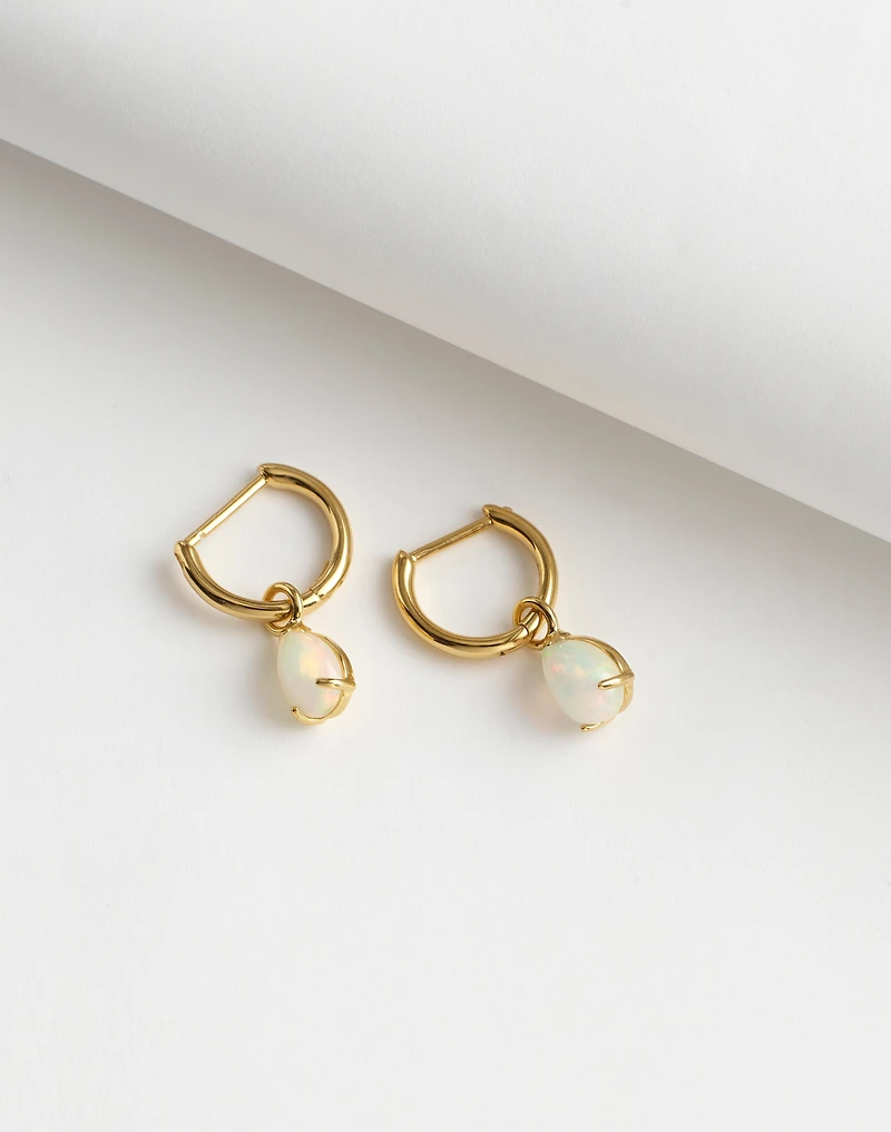 Demi-Fine Opal Charm Huggie Hoop Earrings | Madewell