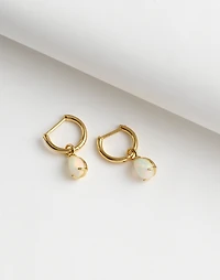 Demi-Fine Opal Charm Huggie Hoop Earrings | Madewell