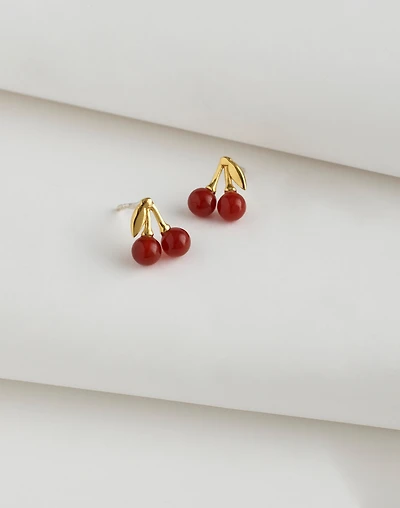 Demi-Fine Semiprecious Cherry Stud Earrings | Madewell