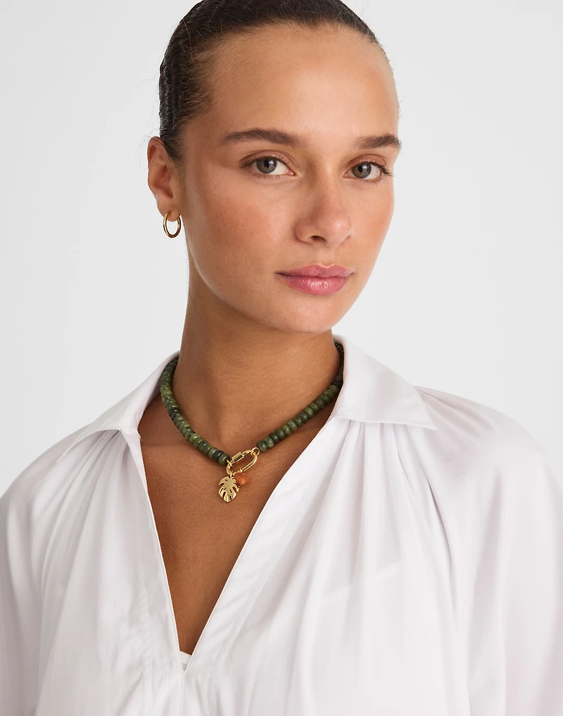 Semiprecious Beaded Monstera Charm Necklace | Madewell