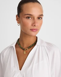 Semiprecious Beaded Monstera Charm Necklace | Madewell
