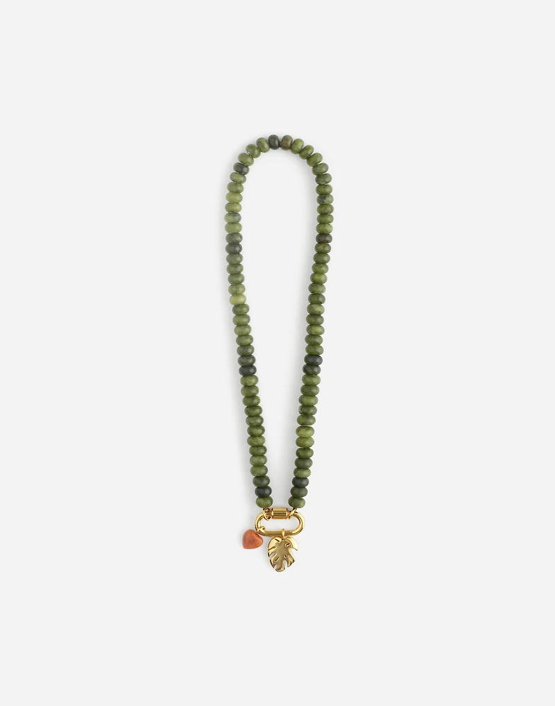 Semiprecious Beaded Monstera Charm Necklace | Madewell