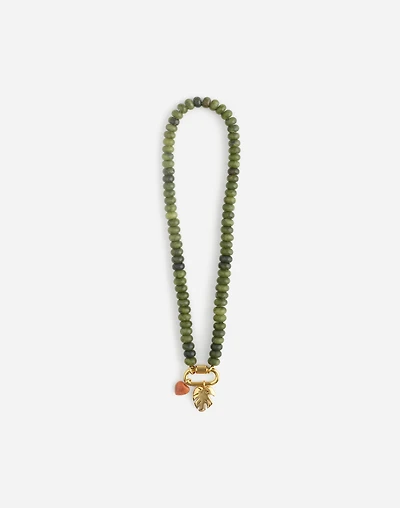 Semiprecious Beaded Monstera Charm Necklace | Madewell