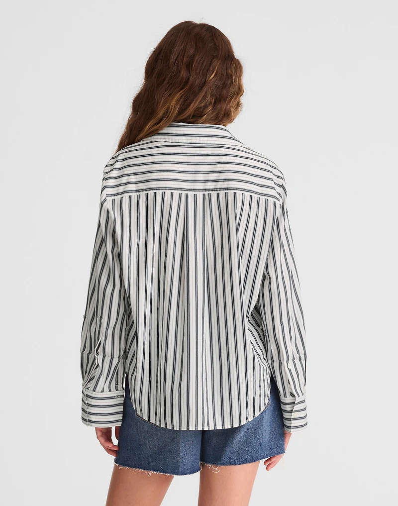 Poplin Easy Y-Neck Button-Up Shirt | Madewell
