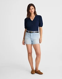 Puff-Sleeve Henley Knit Top | Madewell