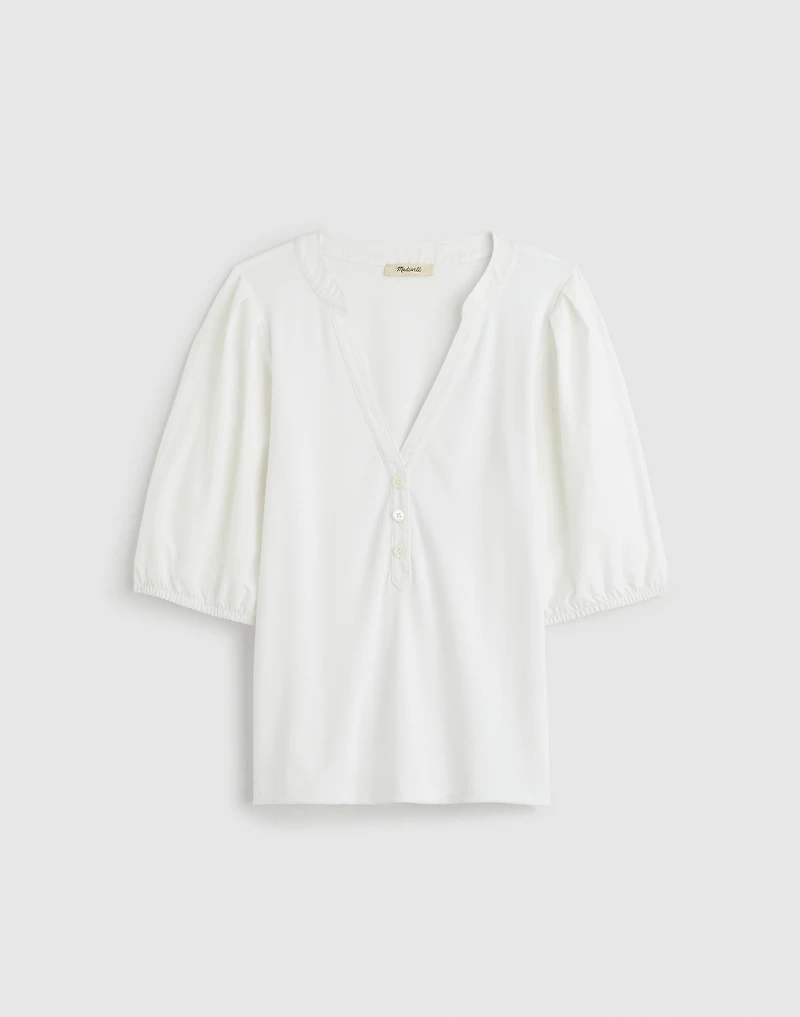 Puff-Sleeve Henley Knit Top | Madewell