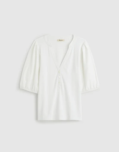 Puff-Sleeve Henley Knit Top | Madewell