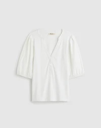 Puff-Sleeve Henley Knit Top | Madewell