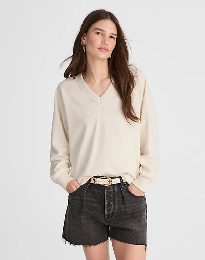 Cotton Terry V-Neck Sweatshirt | Madewell