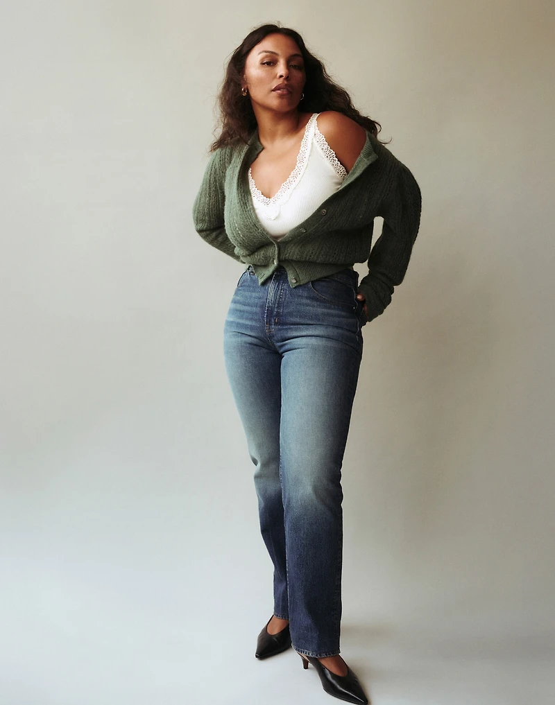 The Curvy Longline Straight Jean Greendale Wash | Madewell
