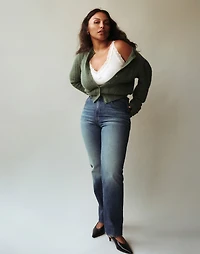 The Curvy Longline Straight Jean Greendale Wash | Madewell