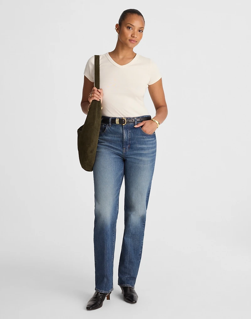 The Curvy Longline Straight Jean Greendale Wash | Madewell